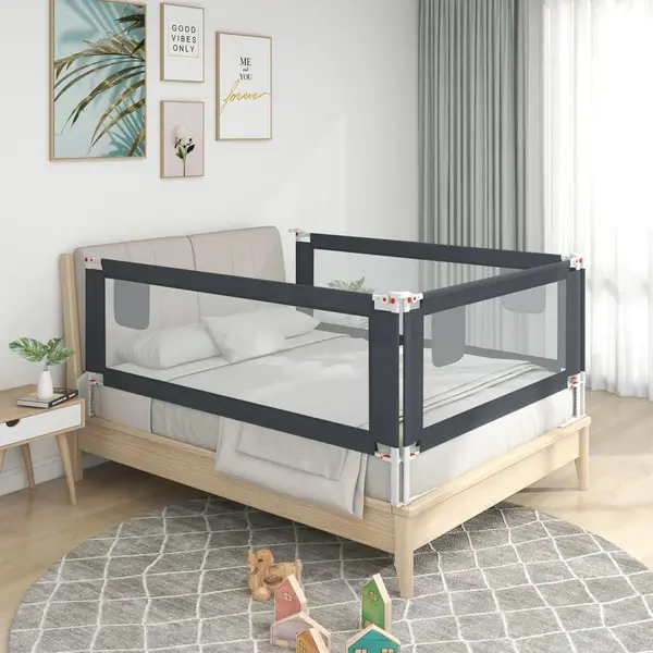 Gossi balustrada de protectie pat copii, gri inchis, 120x25 cm textil