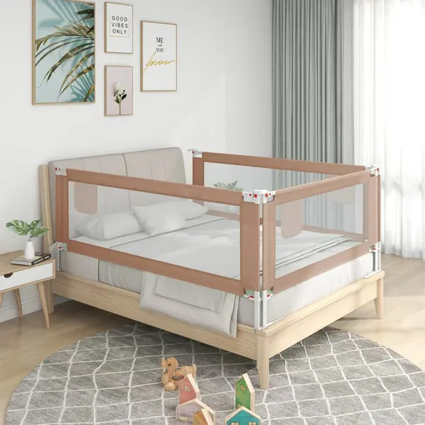 Gossi balustrada de protectie pat copii, gri taupe, 140x25 cm, textil