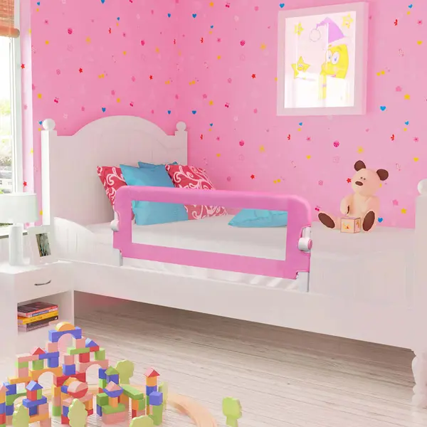 Gossi balustrada de protectie pat copii, roz, 120x42 cm, poliester