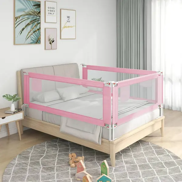 Gossi balustrada de protectie pat copii, roz, 200x25 cm, textil