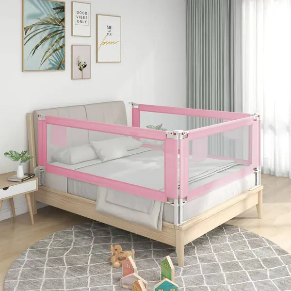 Gossi balustrada de protectie pat copii, roz, 90x25 cm, textil