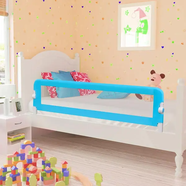 Gossi balustrada protectie pat copii, albastru, 120x42 cm, poliester