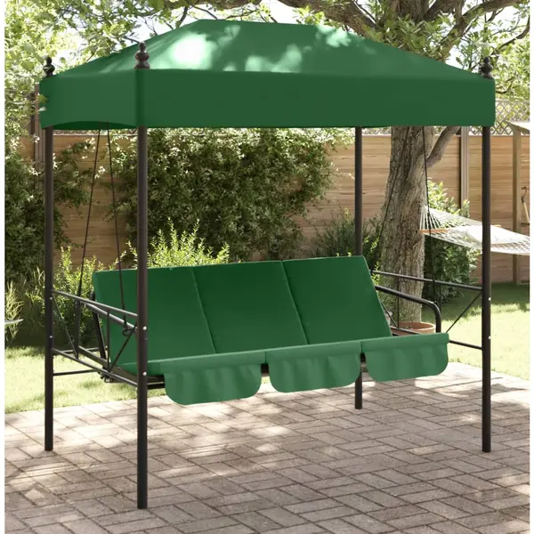 Gossi banca balansoar de gradina cu copertina, verde, otel