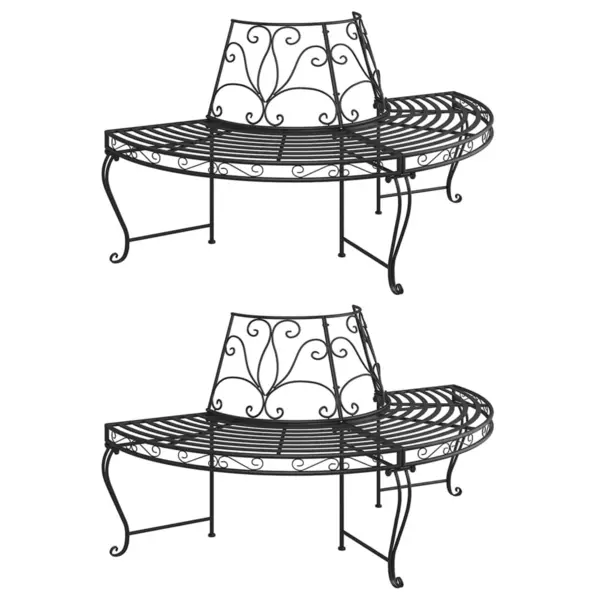 Gossi banca circulara de copac, 2 buc., negru, Ø160 cm, otel