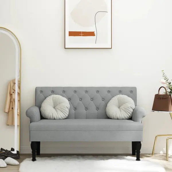 Gossi banca cu spatar, gri deschis, 120x62x75,5 cm, textil