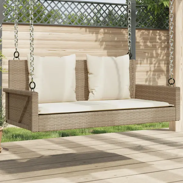 Gossi banca de balansoar cu perne, bej, 119x56x48 cm, poliratan