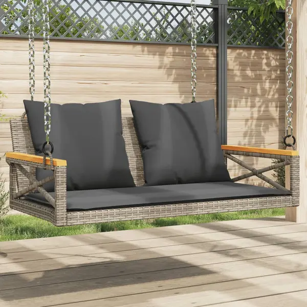 Gossi banca de balansoar cu perne, gri, 109x62x40 cm, poliratan