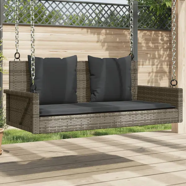Gossi banca de balansoar cu perne, gri, 119x56x48 cm, poliratan