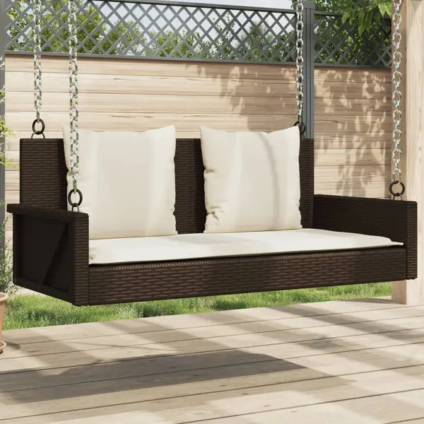 Gossi banca de balansoar cu perne, maro, 119x56x48 cm, poliratan