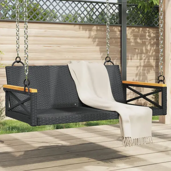 Gossi banca de balansoar, negru, 109x62x40 cm, poliratan