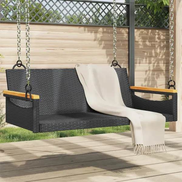 Gossi banca de balansoar, negru, 109x62x40 cm, poliratan