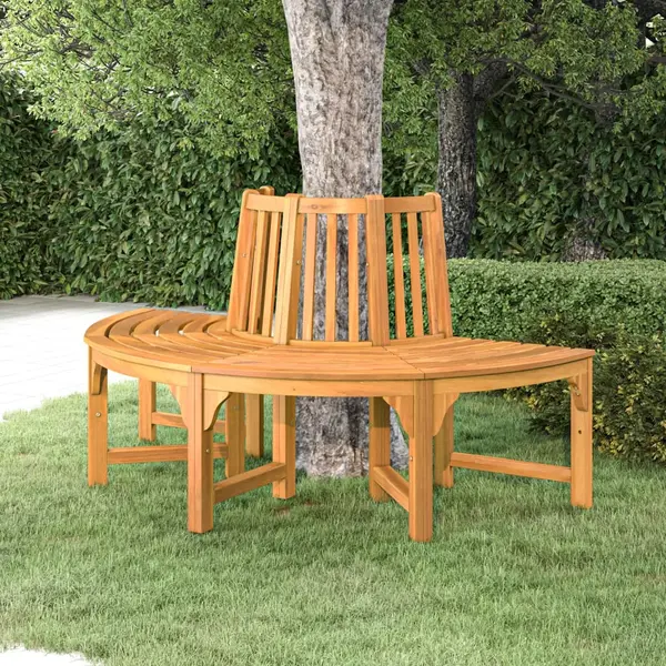Gossi banca de copac semi-rotunda, Ø160 cm, lemn masiv de eucalipt
