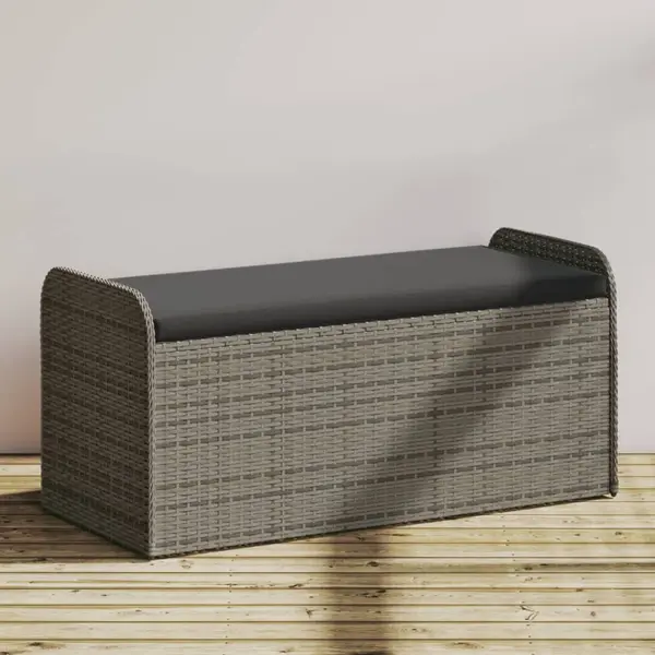Gossi banca de depozitare cu perna, gri, 115x51x52 cm, poliratan