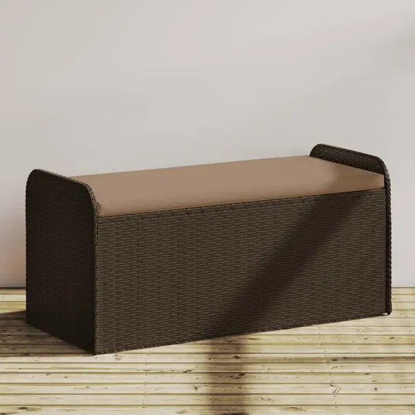 Gossi banca de depozitare cu perna, maro, 115x51x52 cm, poliratan