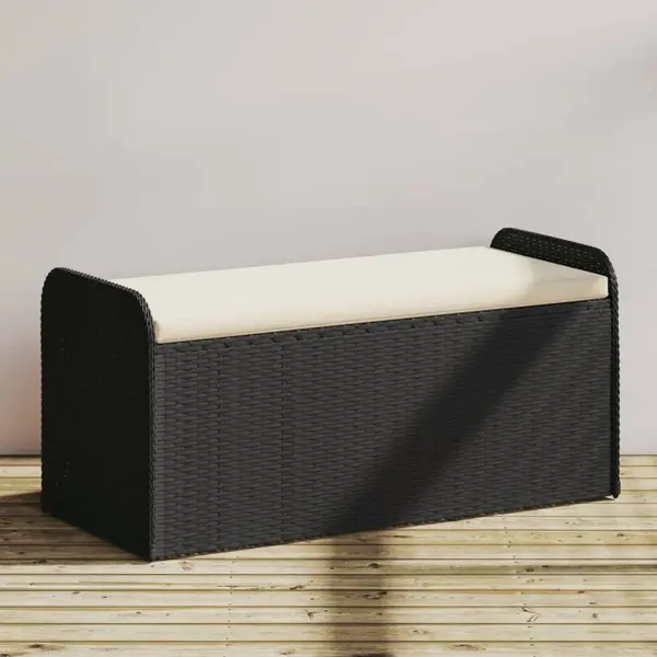 Gossi banca de depozitare cu perna, negru, 115x51x52 cm, poliratan