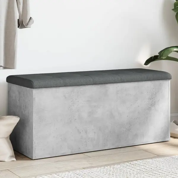 Gossi banca de depozitare, gri beton, 102x42x45 cm, lemn prelucrat