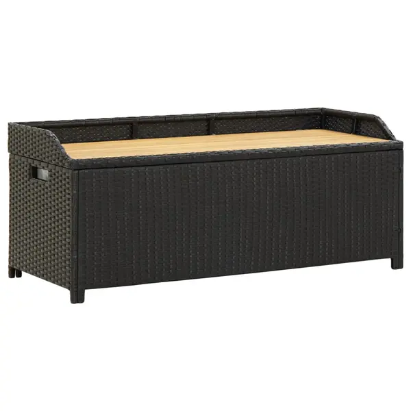 Gossi banca de depozitare pentru gradina, negru, 120 cm, poliratan