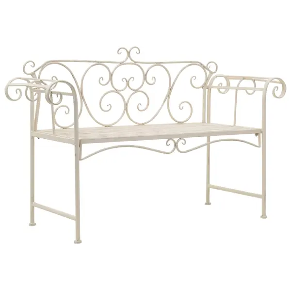 Gossi banca de gradina, alb vintage, 132 cm, metal