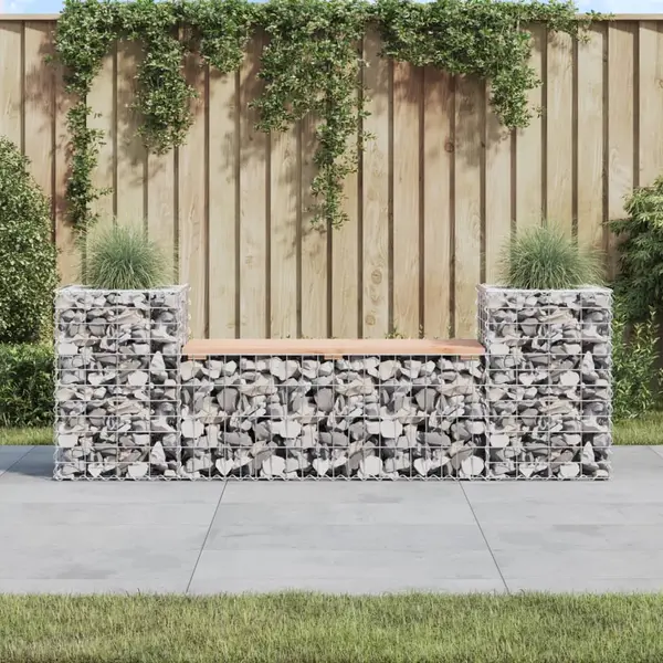 Gossi banca de gradina cu gabion, 183x41x60,5 cm, lemn masiv douglas