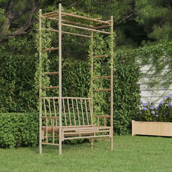 Gossi banca de gradina cu pergola, 116 cm, bambus