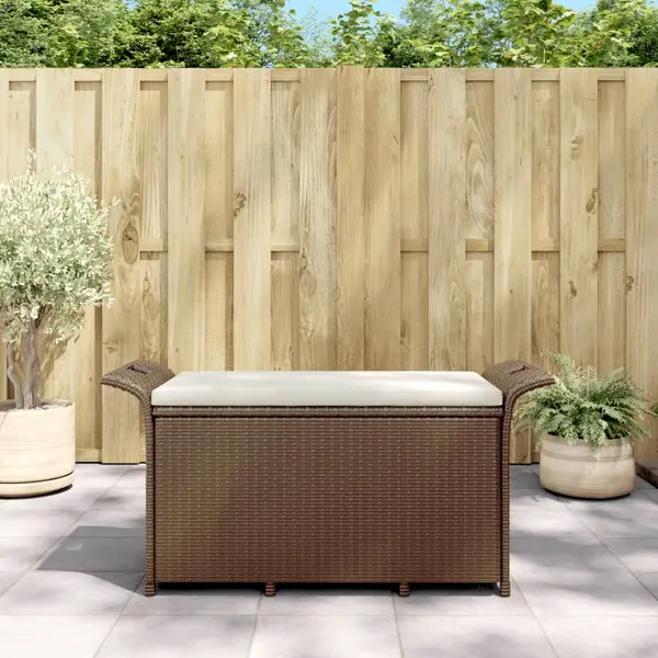 Gossi banca de gradina cu perna, maro, 116x46x57 cm, poliratan