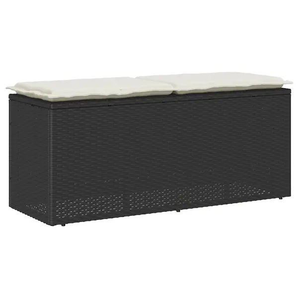 Gossi banca de gradina cu perna, negru, 110x50x58 cm, poliratan