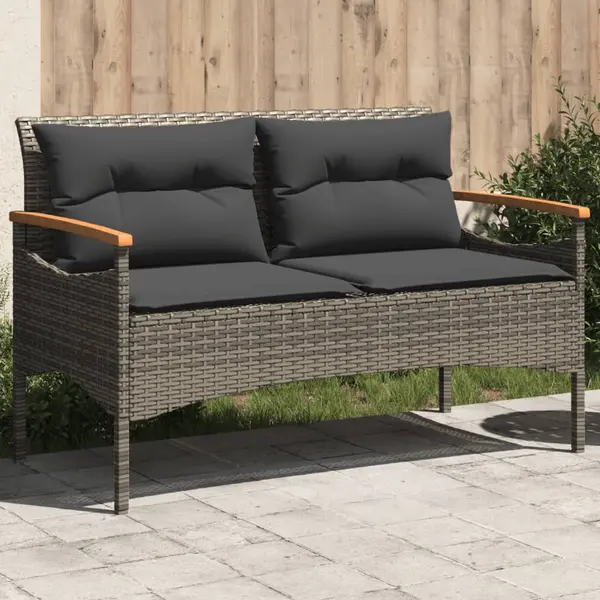 Gossi banca de gradina cu perne, 116x62,5x74, gri, poliratan