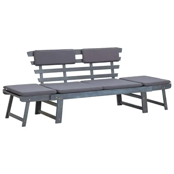 Gossi banca de gradina cu perne 2-in-1 gri 190 cm lemn masiv acacia