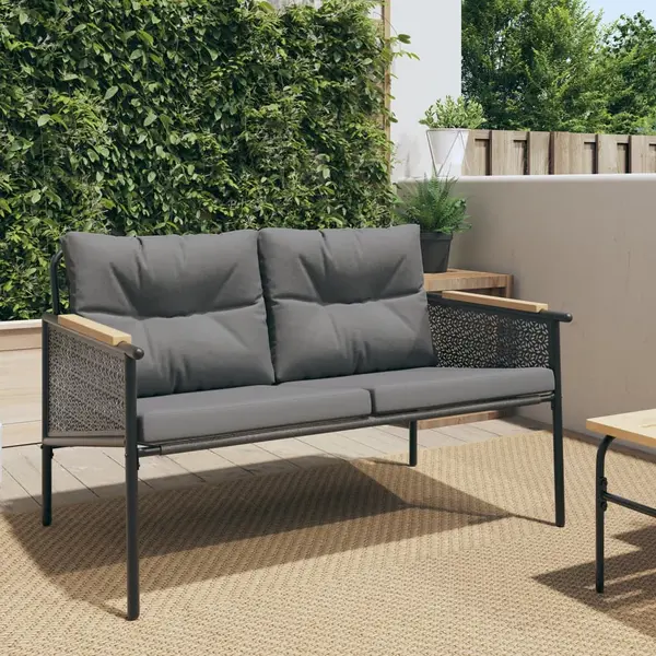 Gossi banca de gradina cu perne, negru, 116 cm, otel