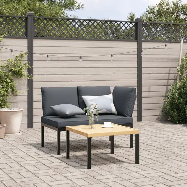 Gossi banca de gradina cu perne, negru, aluminiu