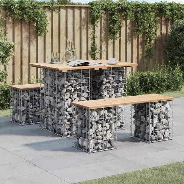 Gossi banca de gradina, design gabion, 100x70x72cm, lemn masiv de pin