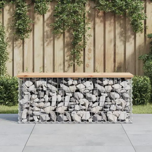 Gossi banca de gradina, design gabion, 103x31,5x42 cm, lemn masiv pin