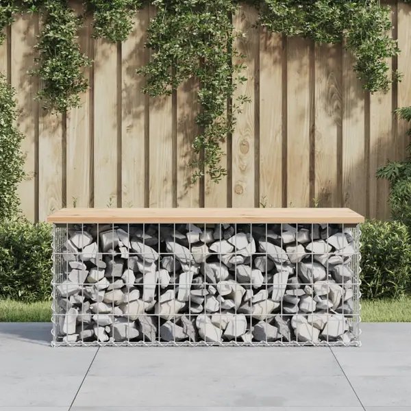Gossi banca de gradina, design gabion, 103x44x42cm, lemn masiv de pin
