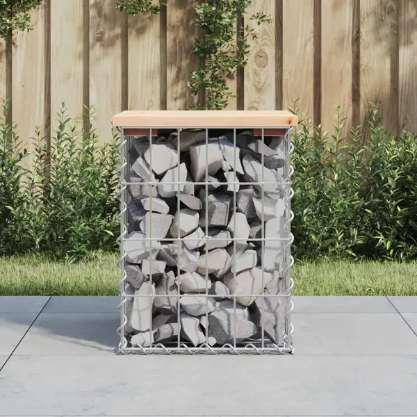 Gossi banca de gradina, design gabion, 33x31x42 cm, lemn masiv de pin