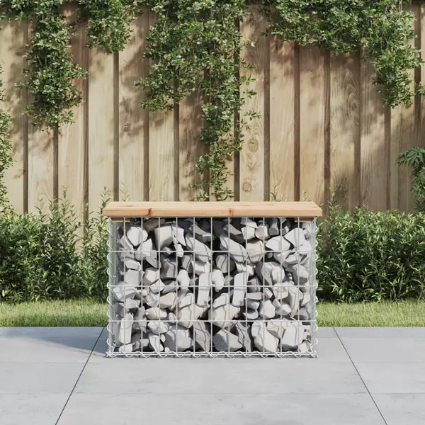 Gossi banca de gradina, design gabion, 63x31,5x42 cm, lemn masiv pin