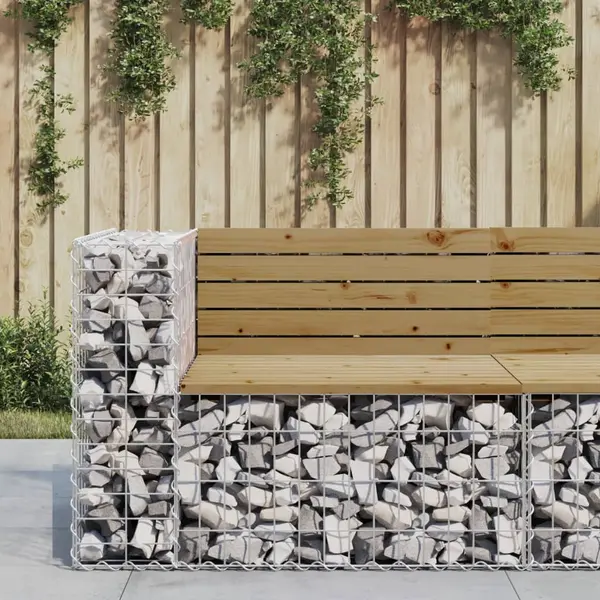Gossi banca de gradina design gabion 92x71x65,5 cm lemn pin impregnat