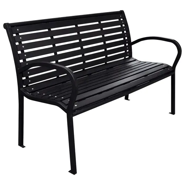 Gossi banca de gradina, negru, 116 cm, otel si wpc