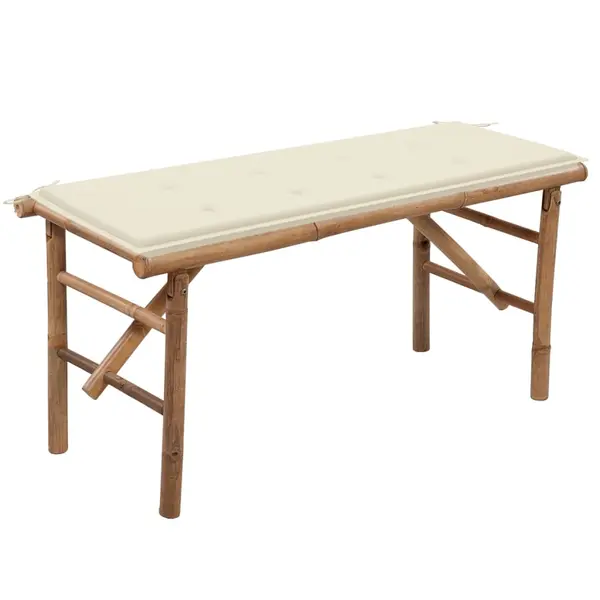 Gossi banca de gradina pliabila cu perna, 118 cm, bambus