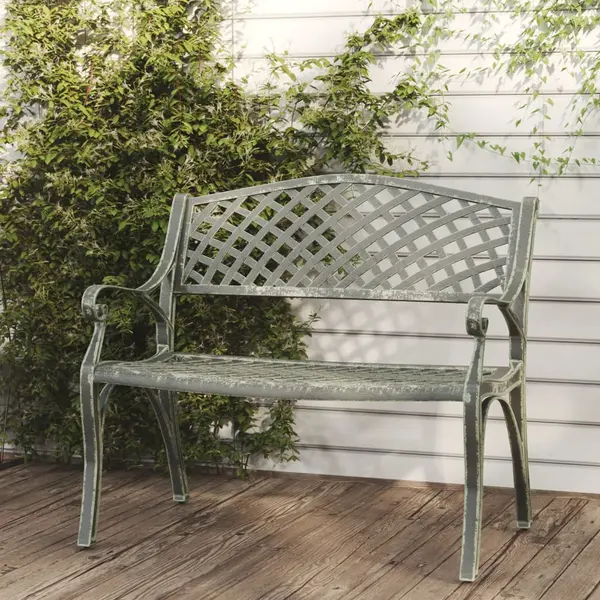 Gossi banca de gradina, verde, 102 cm, aluminiu turnat