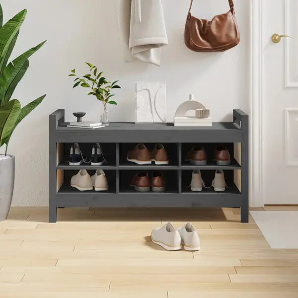Gossi banca de hol, gri, 110x40x60 cm, lemn masiv de pin