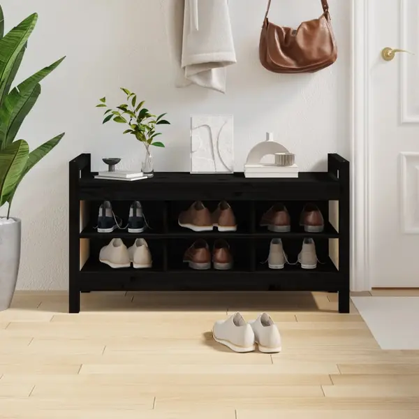 Gossi banca de hol, negru, 110x40x60 cm, lemn masiv de pin