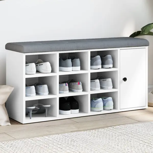 Gossi banca de pantofi, alb, 102x32x50 cm, lemn prelucrat