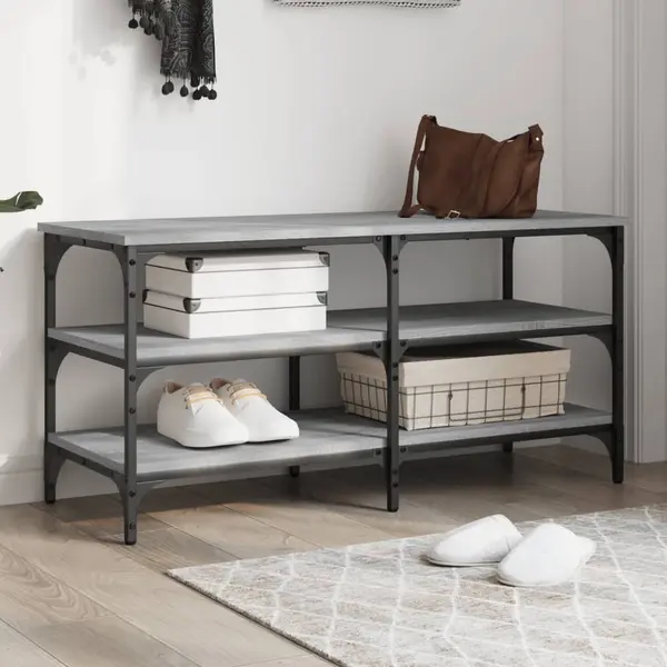 Gossi banca de pantofi, gri sonoma, 100x38,5x49 cm, lemn prelucrat