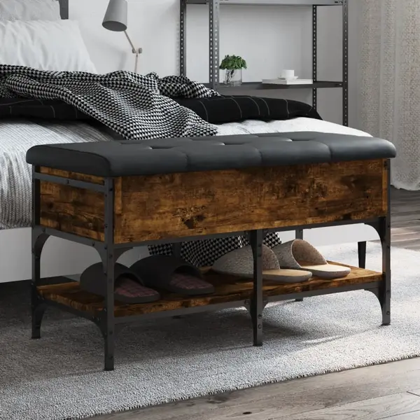 Gossi banca de pantofi, stejar fumuriu, 82x42x45 cm, lemn prelucrat