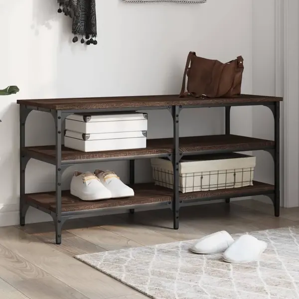 Gossi banca de pantofi, stejar maro, 100x38,5x49 cm, lemn prelucrat