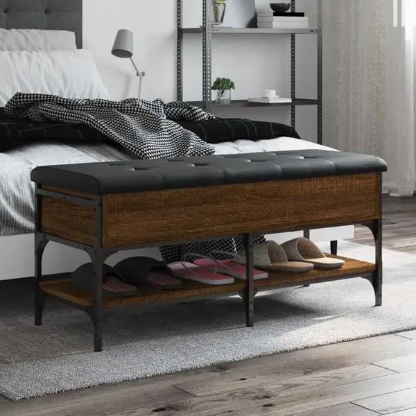 Gossi banca de pantofi, stejar maro, 102x42x45 cm, lemn prelucrat