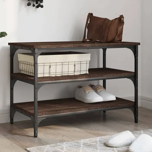 Gossi banca de pantofi, stejar maro, 70x38,5x49 cm, lemn prelucrat