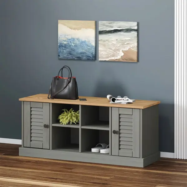 Gossi banca de pantofi vigo, gri, 106x35x45 cm, lemn masiv de pin
