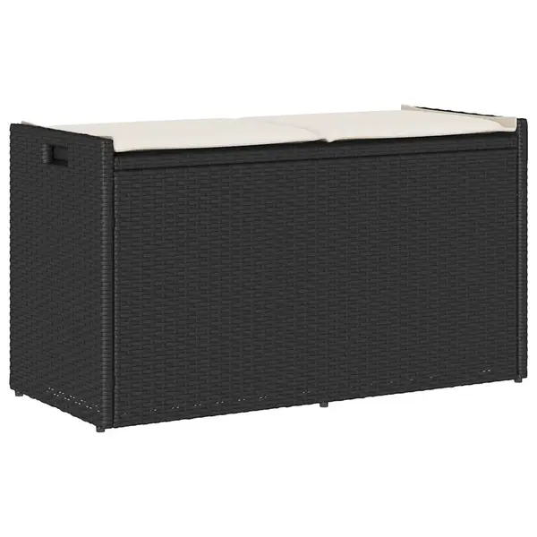 Gossi banca depozitare in aer liber cu perna neagra 100 cm poly ratan