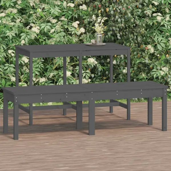 Gossi banca gradina 2 locuri, gri, 159,5x44x45 cm, lemn masiv de pin